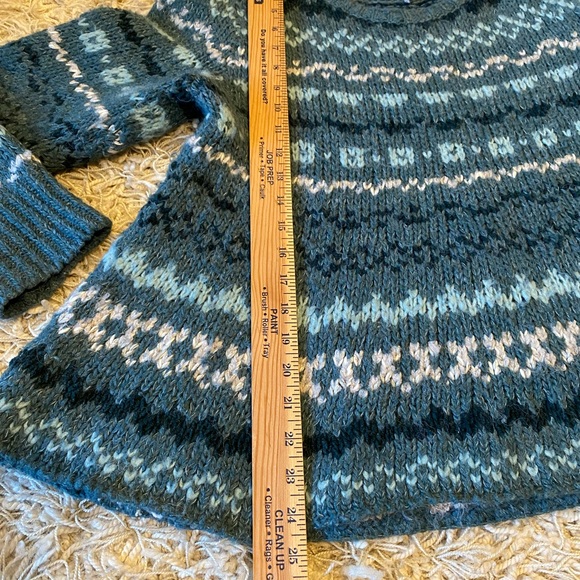 Free People Through the Storm Chunky Knit Blue Fair Isle Sweater, wool blend, L - Picture 4 of 16